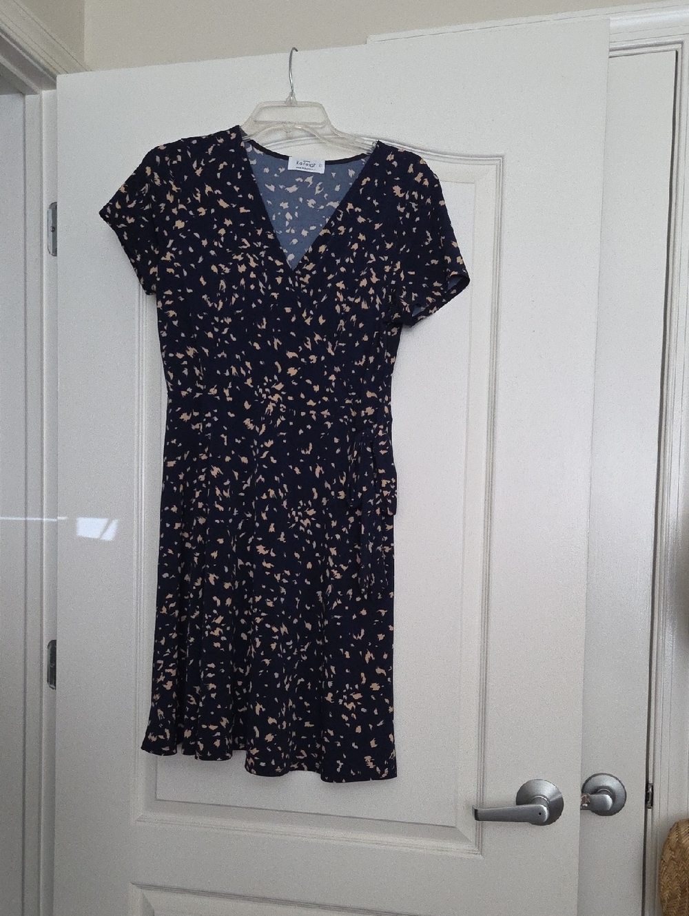 Navy Printed Wrap Dress